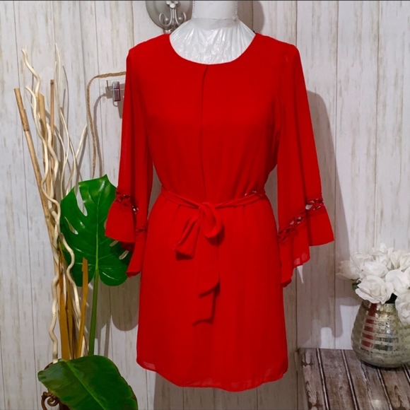 by & by Dresses & Skirts - By & By Red Belted Dress size Small